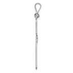 14K White Gold Cross Pendant with Polished Finish and Rhodium Plating