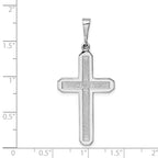 14K White Gold Cross Pendant with Polished Finish and Rhodium Plating