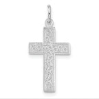 14K White Gold Cross Charm with Rhodium Plating Elegant and Timeless Design