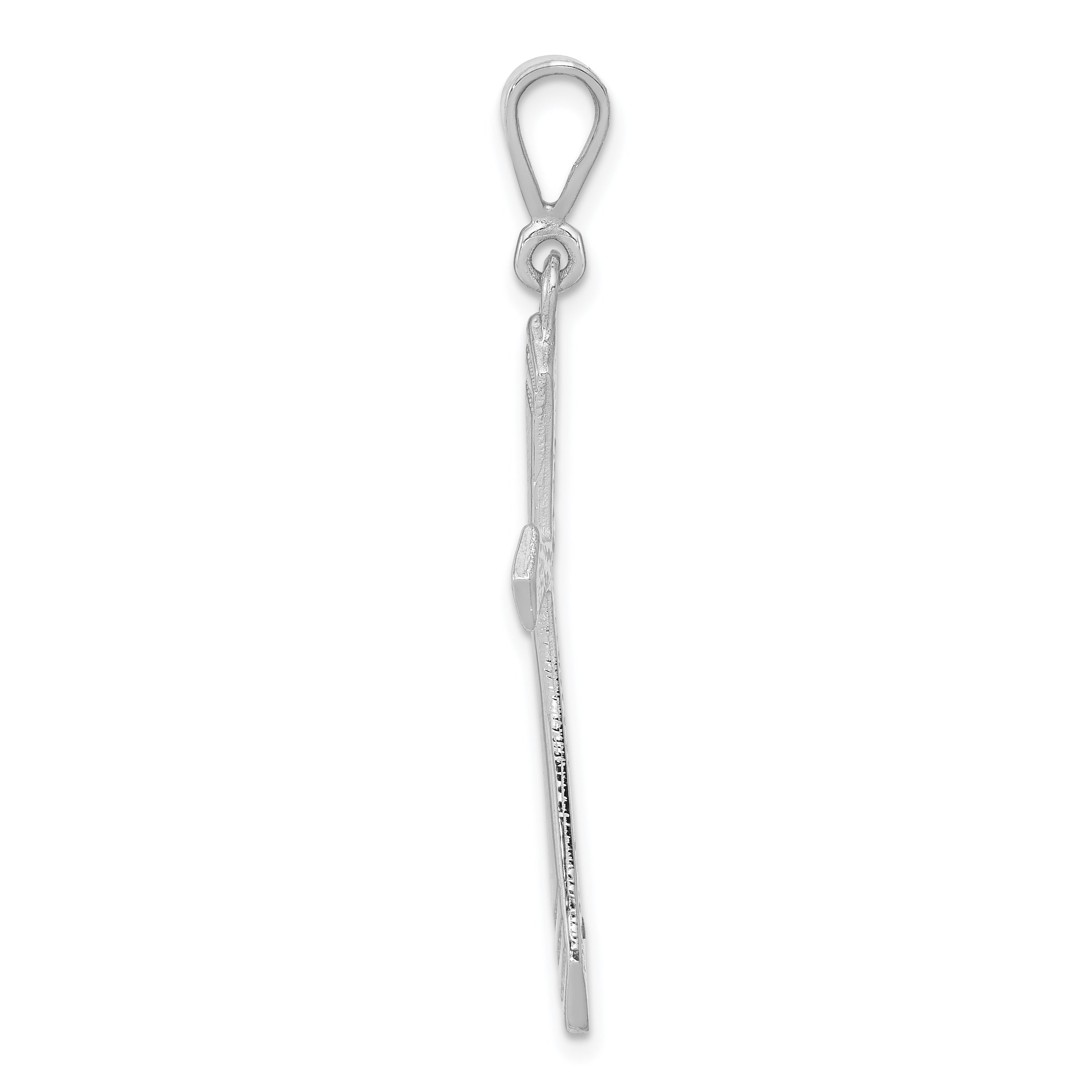 14K White Gold Passion Cross Pendant with Rhodium Finish Elegant Design 44mm