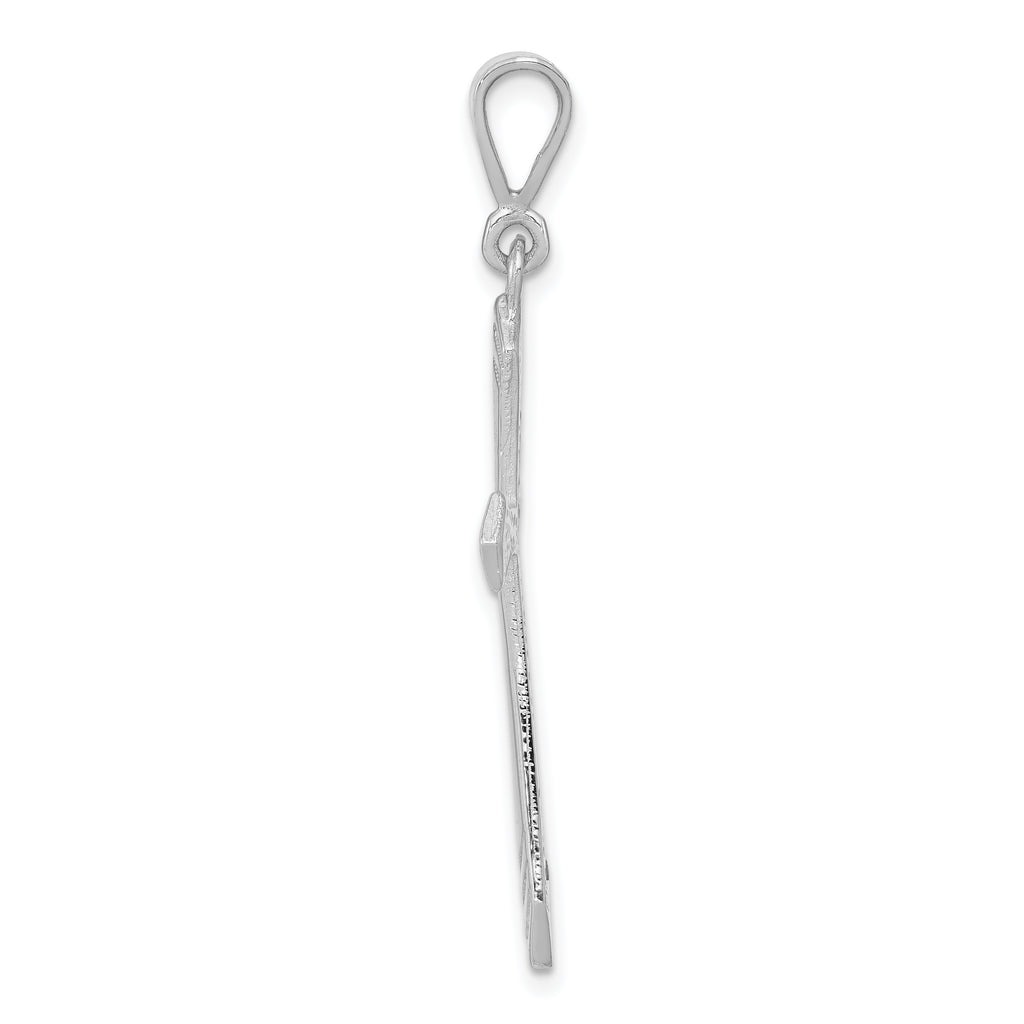 14K White Gold Passion Cross Pendant with Rhodium Finish Elegant Design 44mm