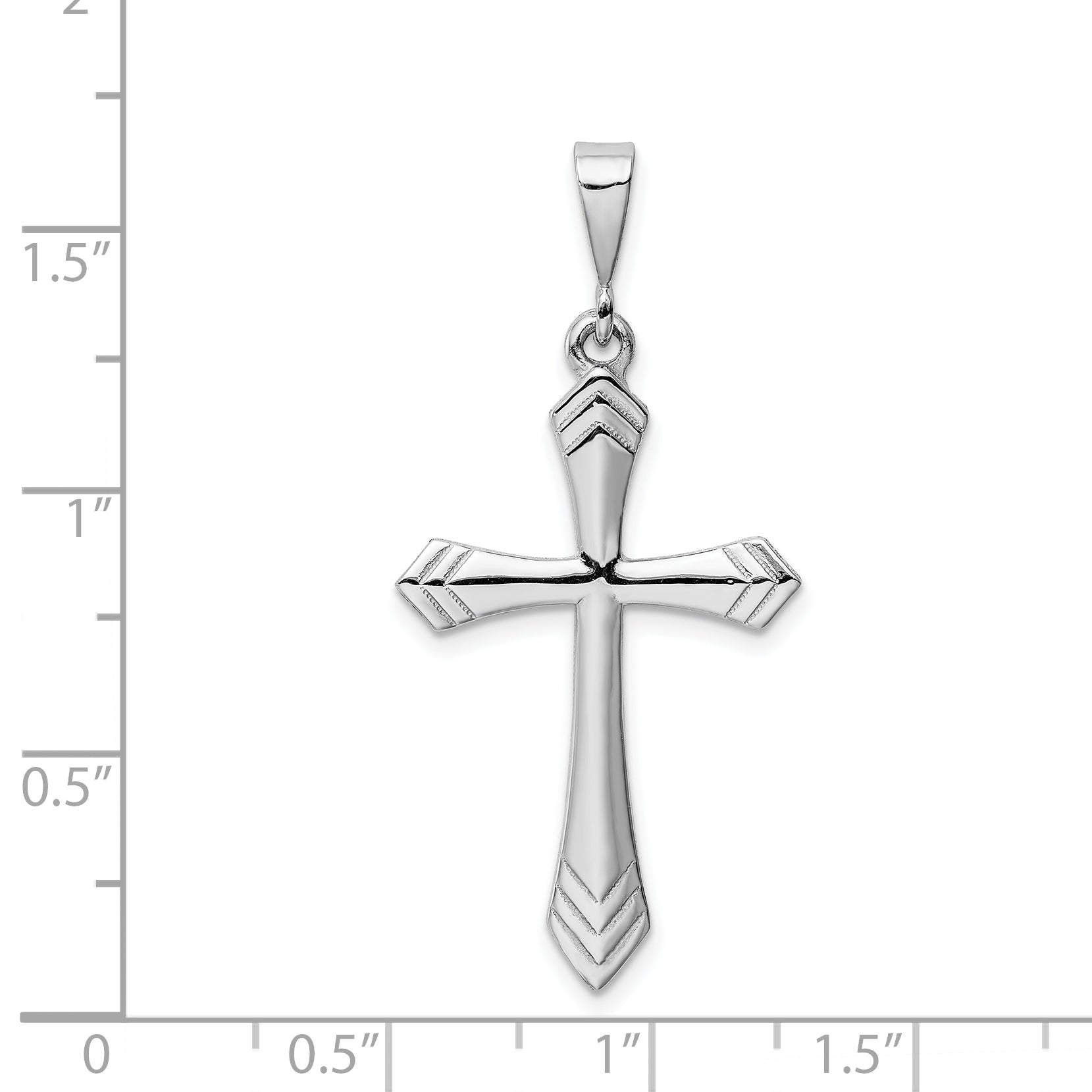 14K White Gold Passion Cross Pendant with Rhodium Finish Elegant Design 44mm