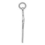 14K White Gold Celtic Cross Charm with Polished Finish and Rhodium Plating