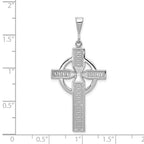 14K White Gold Celtic Cross Charm with Polished Rhodium Finish