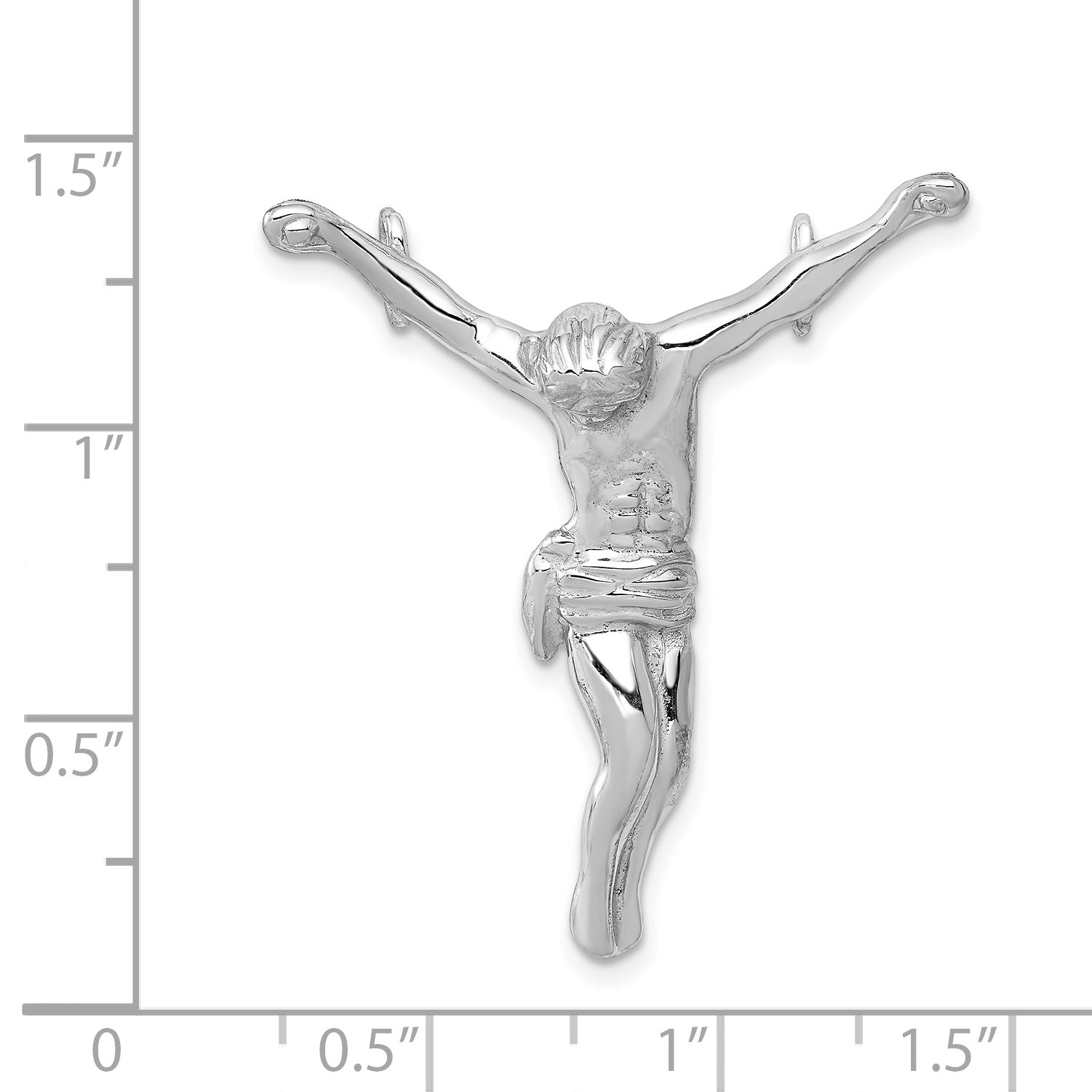 14K White Gold Jesus Chain Slide Pendant with Rhodium Plating 40mm Elegant Charm