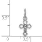 14K White Gold Passion Cross Charm with Rhodium Plating Elegant and Solid Design
