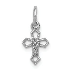 14k White Gold Passion Cross Charm