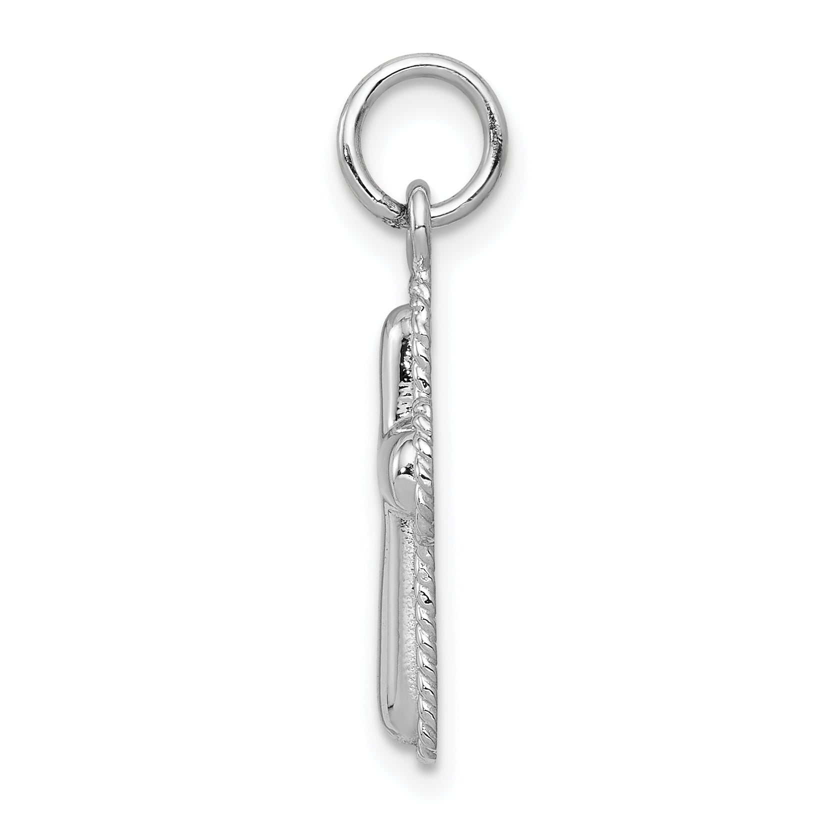 14K White Gold Polished Cross Charm with Rhodium Plating Elegant and Beaded Design Secondary image