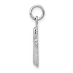 14K White Gold Polished Cross Charm with Rhodium Plating Elegant and Beaded Design