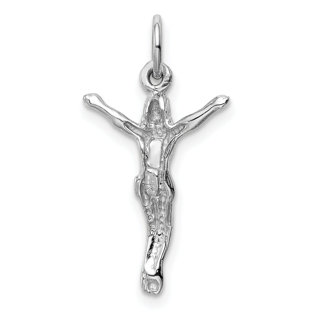 14K White Gold Jesus Charm with Rhodium Plating  Elegant Religious Pendant