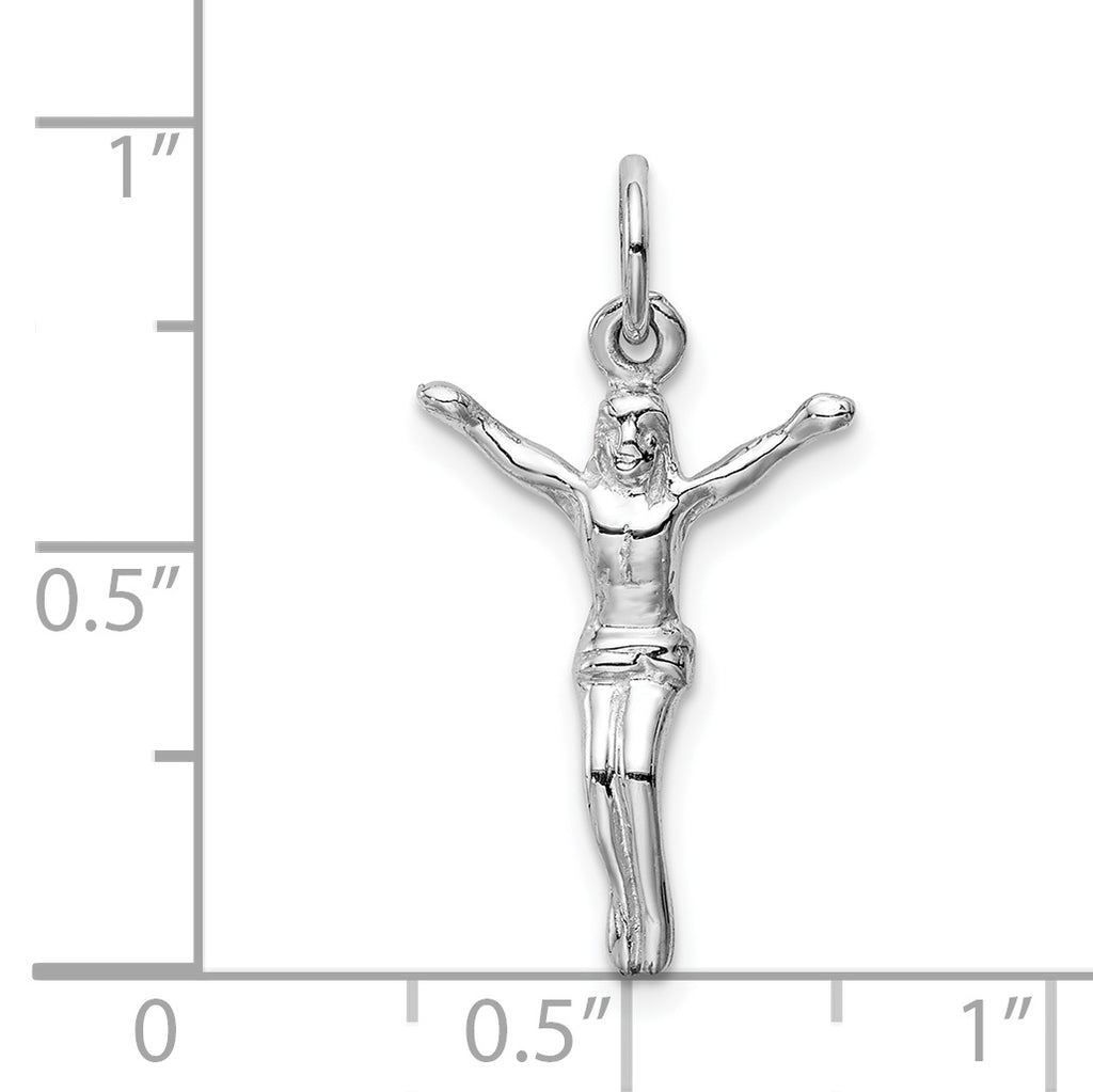 14K White Gold Jesus Charm with Rhodium Plating  Elegant Religious Pendant
