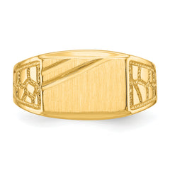 14k 8.5x13.0mm Open Back Men's Signet Ring