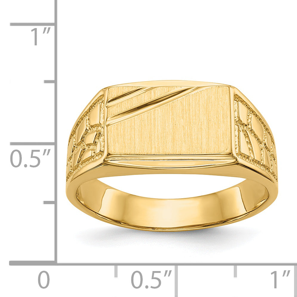 14k 8.5x13.0mm Open Back Men's Signet Ring