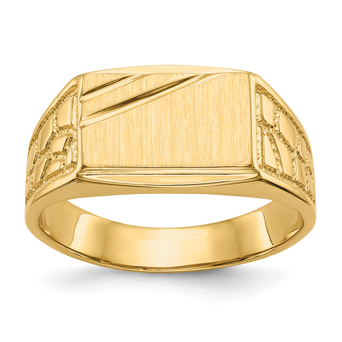 14k 8.5x13.0mm Open Back Men's Signet Ring