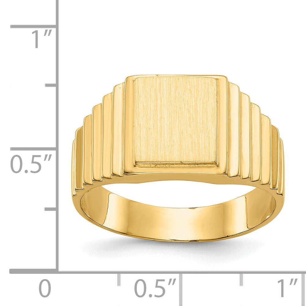 14k 10.0x8.5mm Open Back Men's Signet Ring
