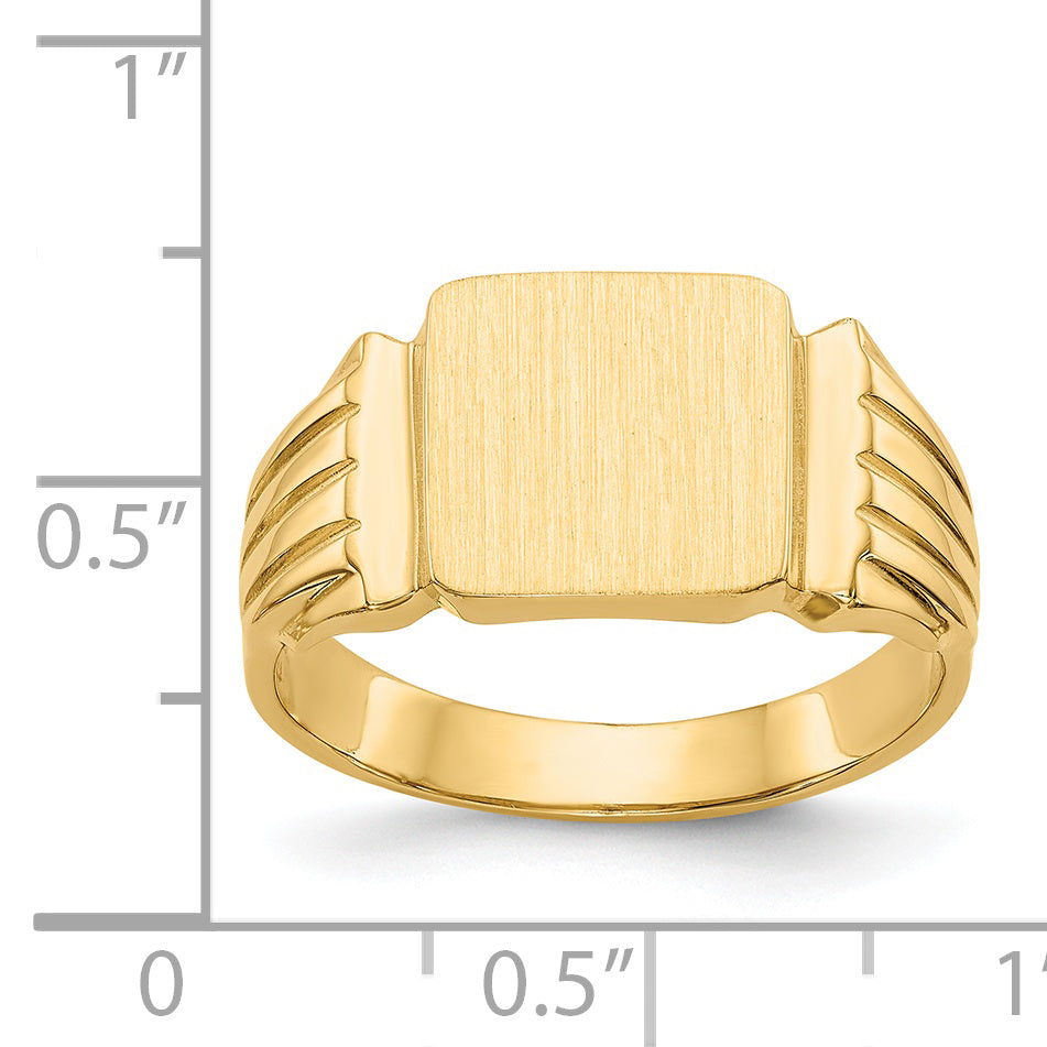 14k 10.5x10.5mm Open Back Mens Signet Ring