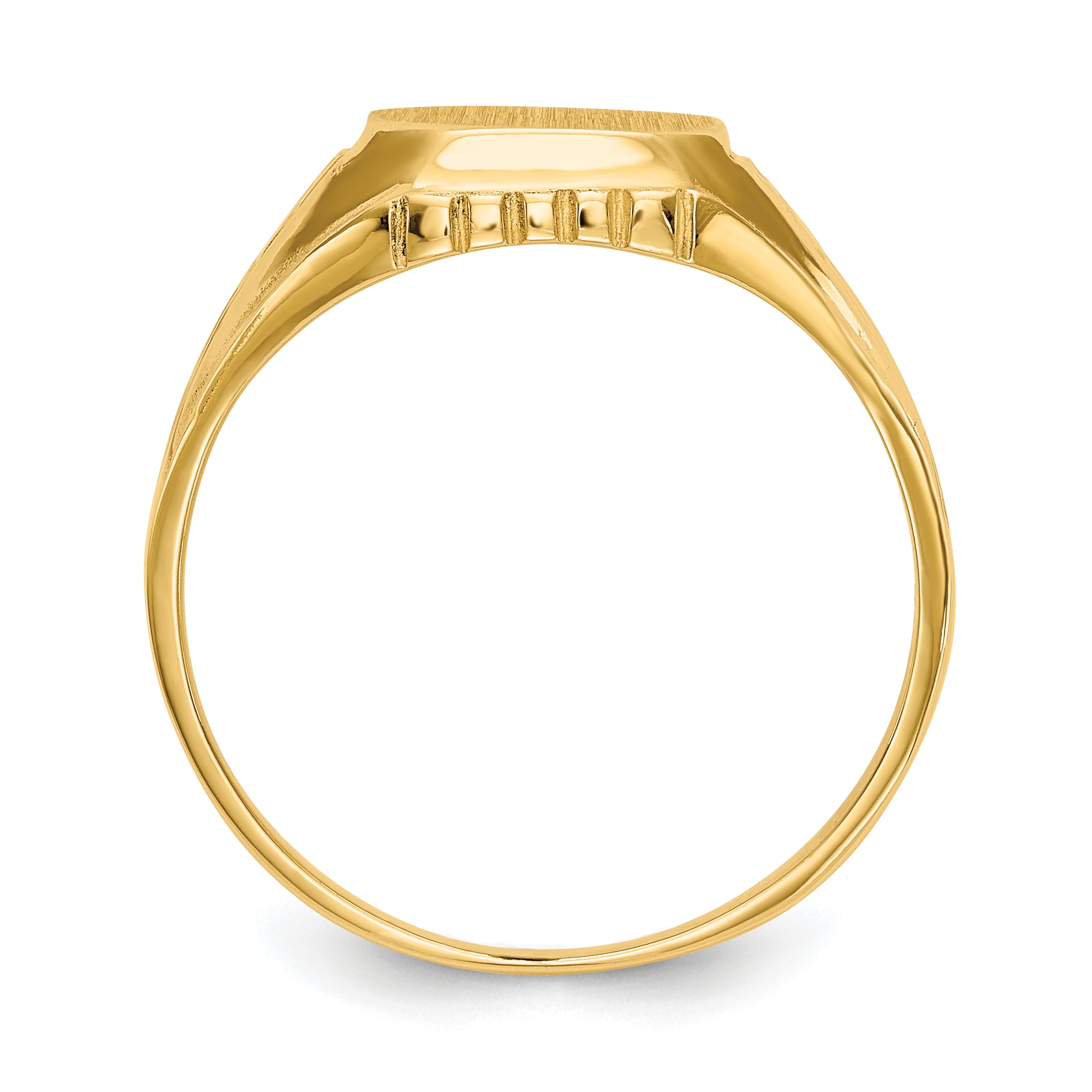 14k 9.0x9.0mm Open Back Floral Signet Ring Secondary image