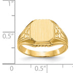 14k 9.0x9.0mm Open Back Floral Signet Ring