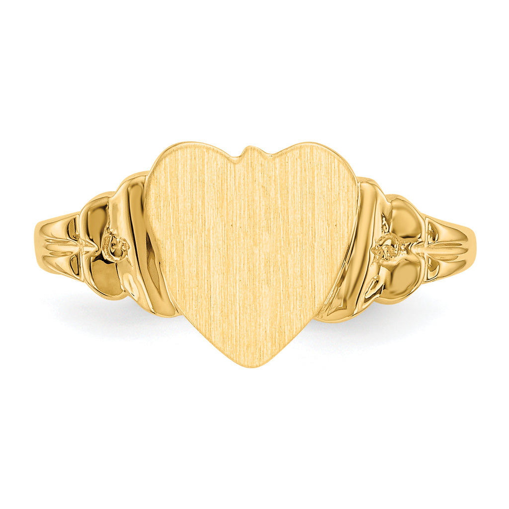 14k 8.0x8.5mm Closed Back Children's Heart Signet Ring