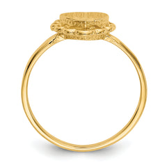 14k 6.5x7.0mm Open Back Heart Signet Ring - 6