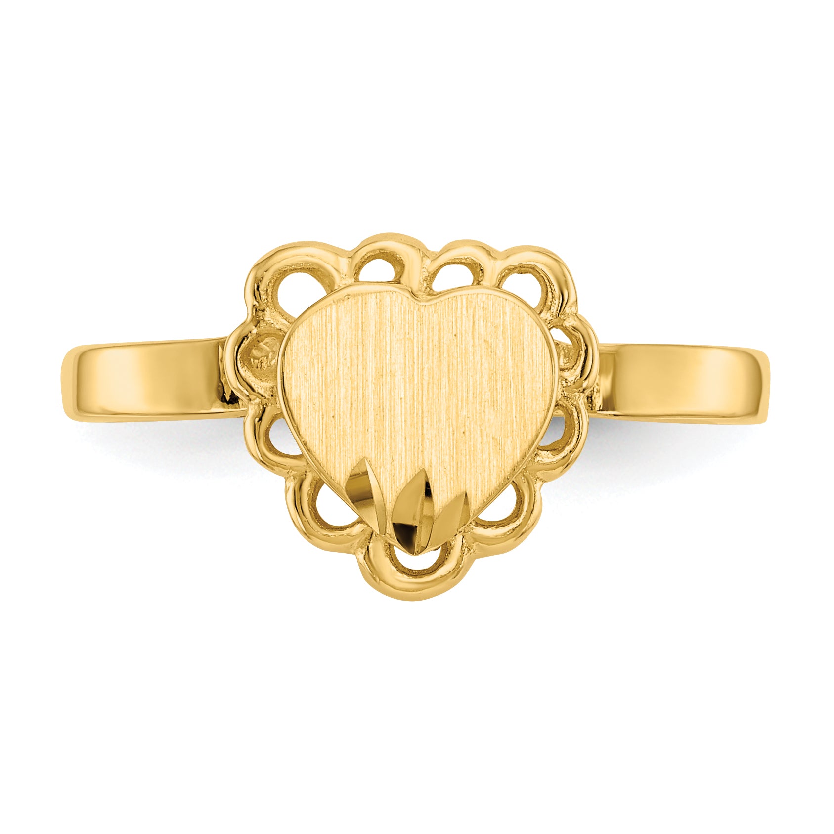 14k 6.5x7.0mm Open Back Heart Signet Ring - 6