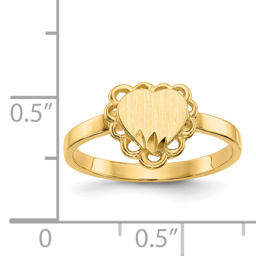 14k 6.5x7.0mm Open Back Heart Signet Ring - 6