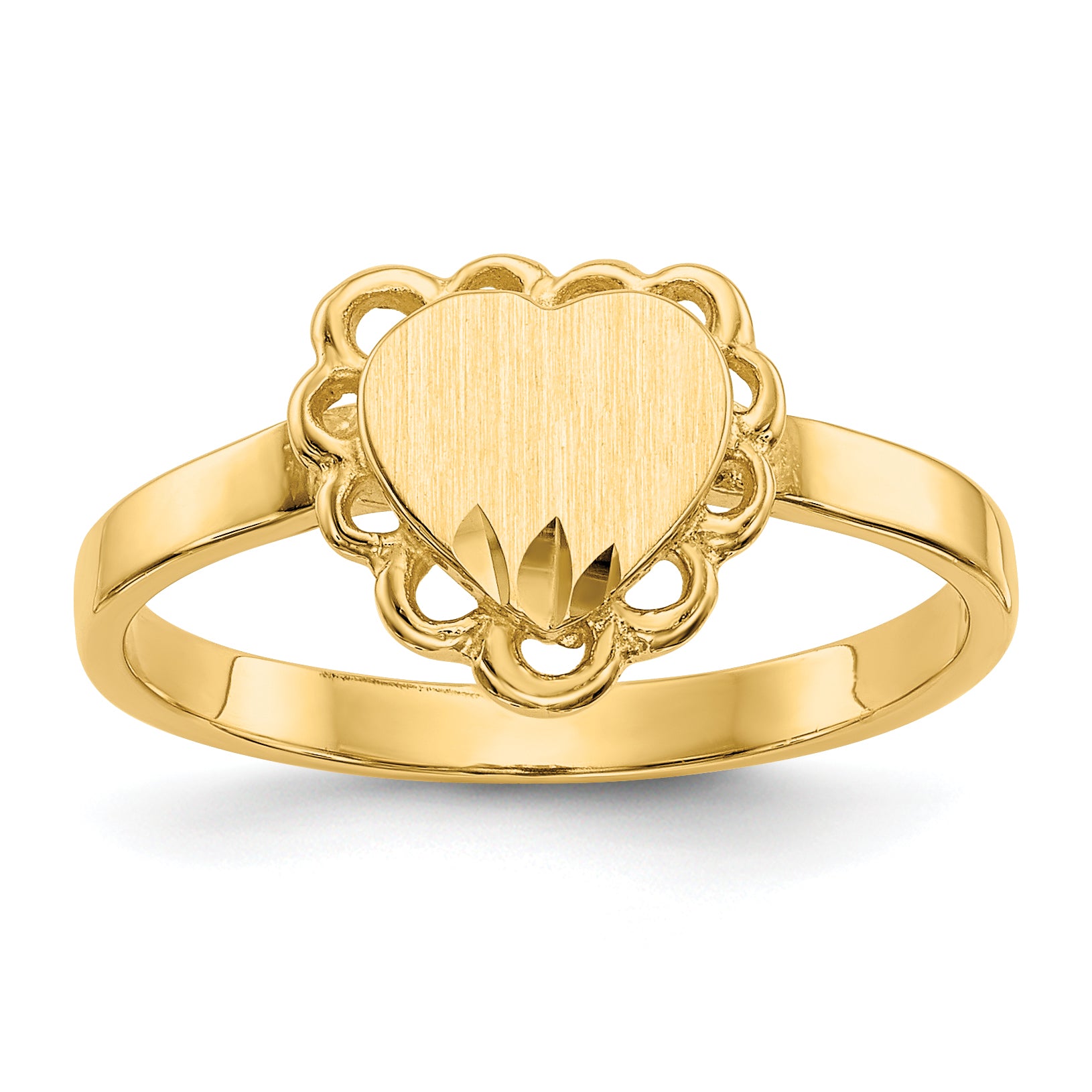 14k 6.5x7.0mm Open Back Heart Signet Ring