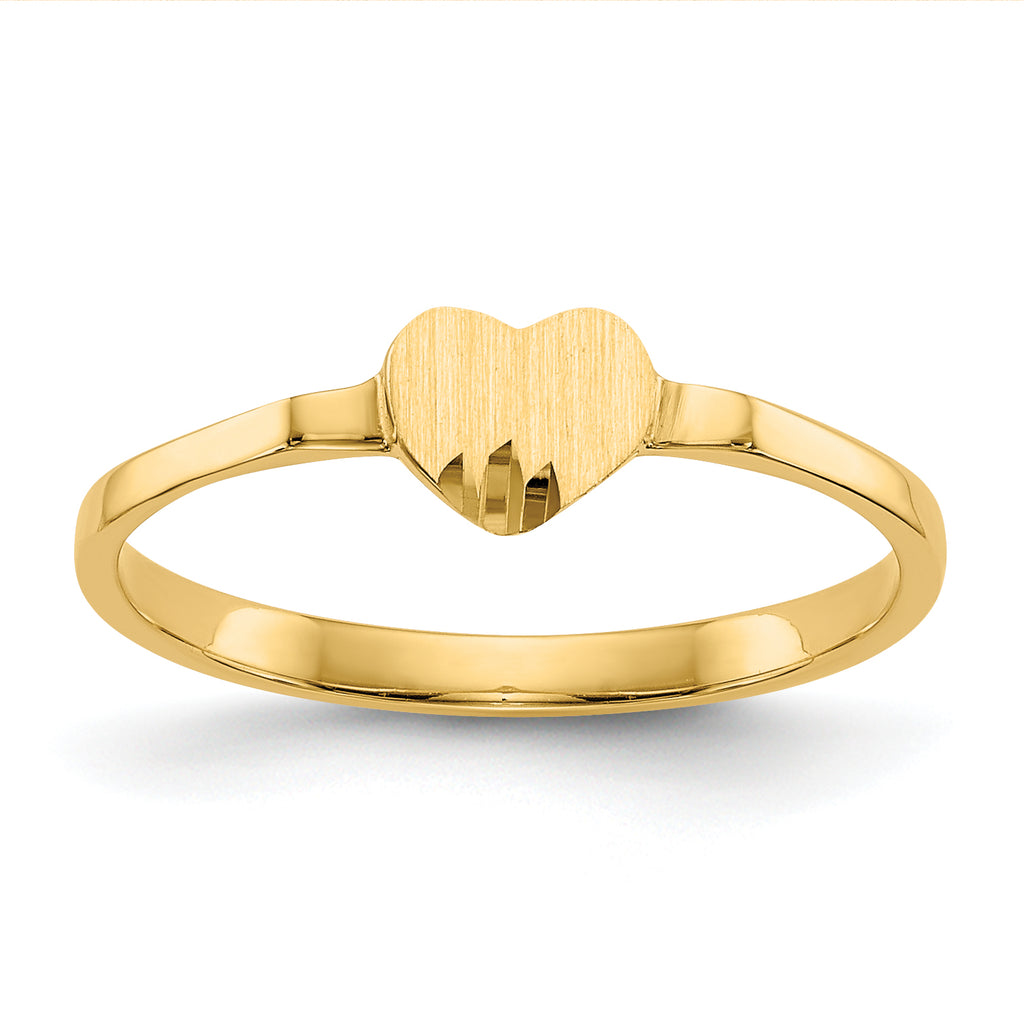 14k Diamond Cut Heart Signet Ring