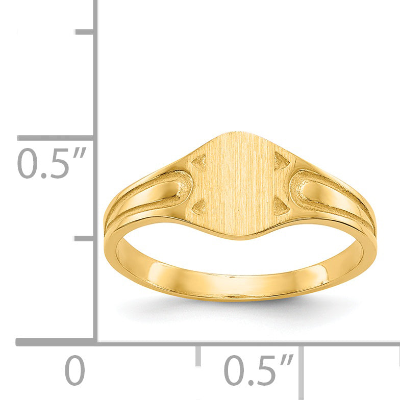 14k 6.5x4.0mm Closed Back Children's Signet Ring - 4.5
