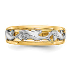 14k With Rhodium Dolphin Ring