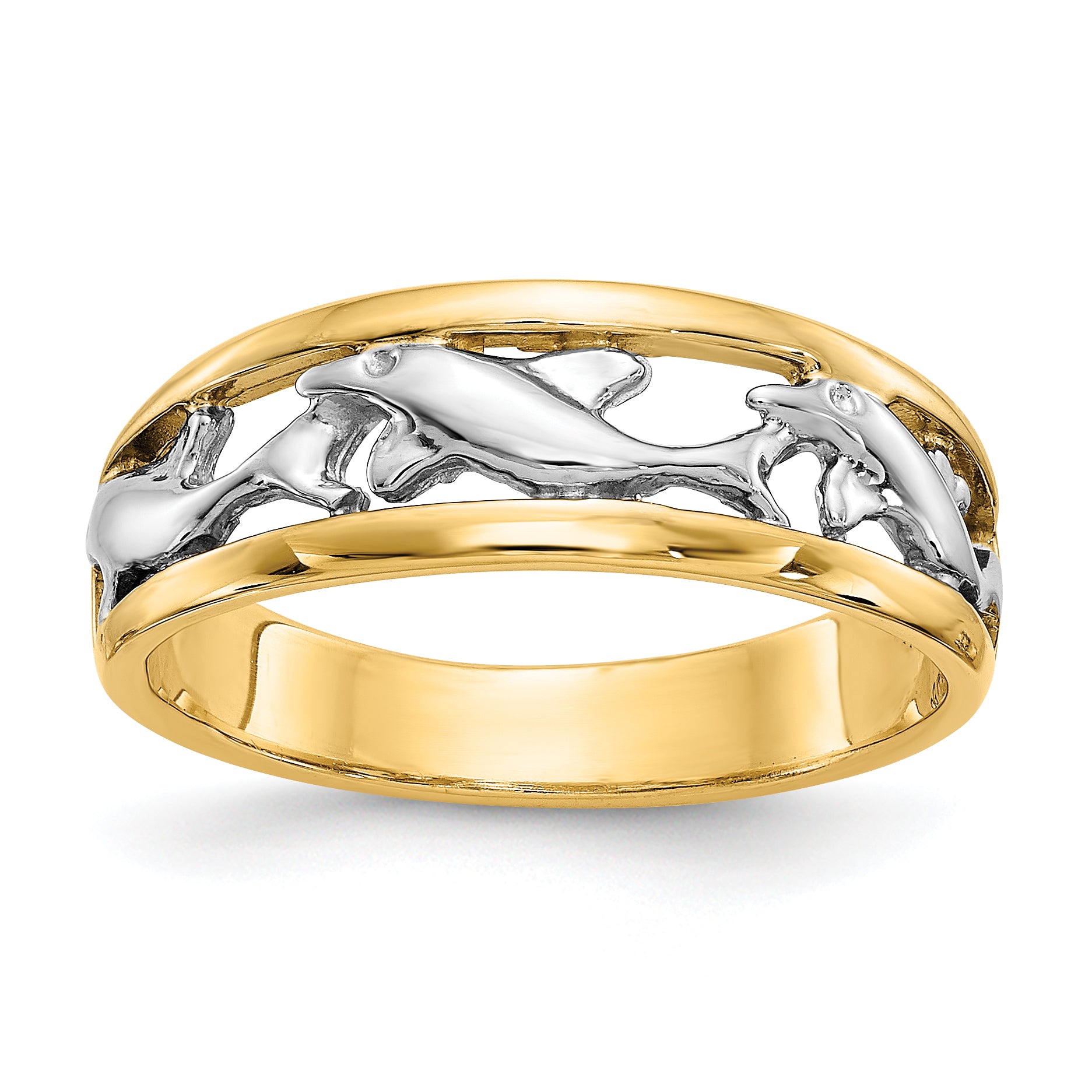 14k With Rhodium Dolphin Ring Main image