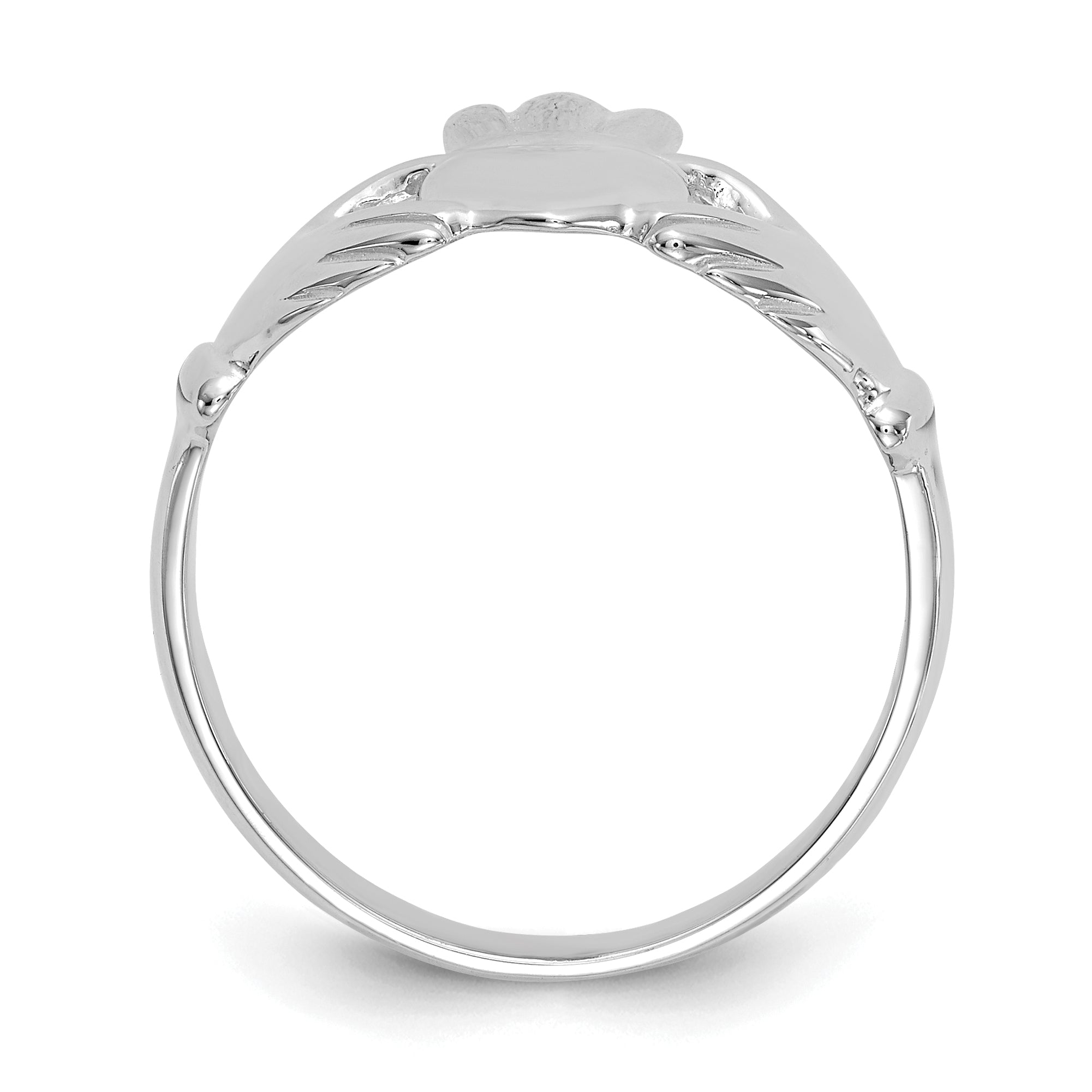 14k White Gold Polished Claddagh Ring Secondary image