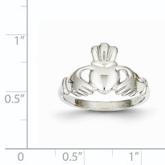14k White Gold Polished Claddagh Ring - 7