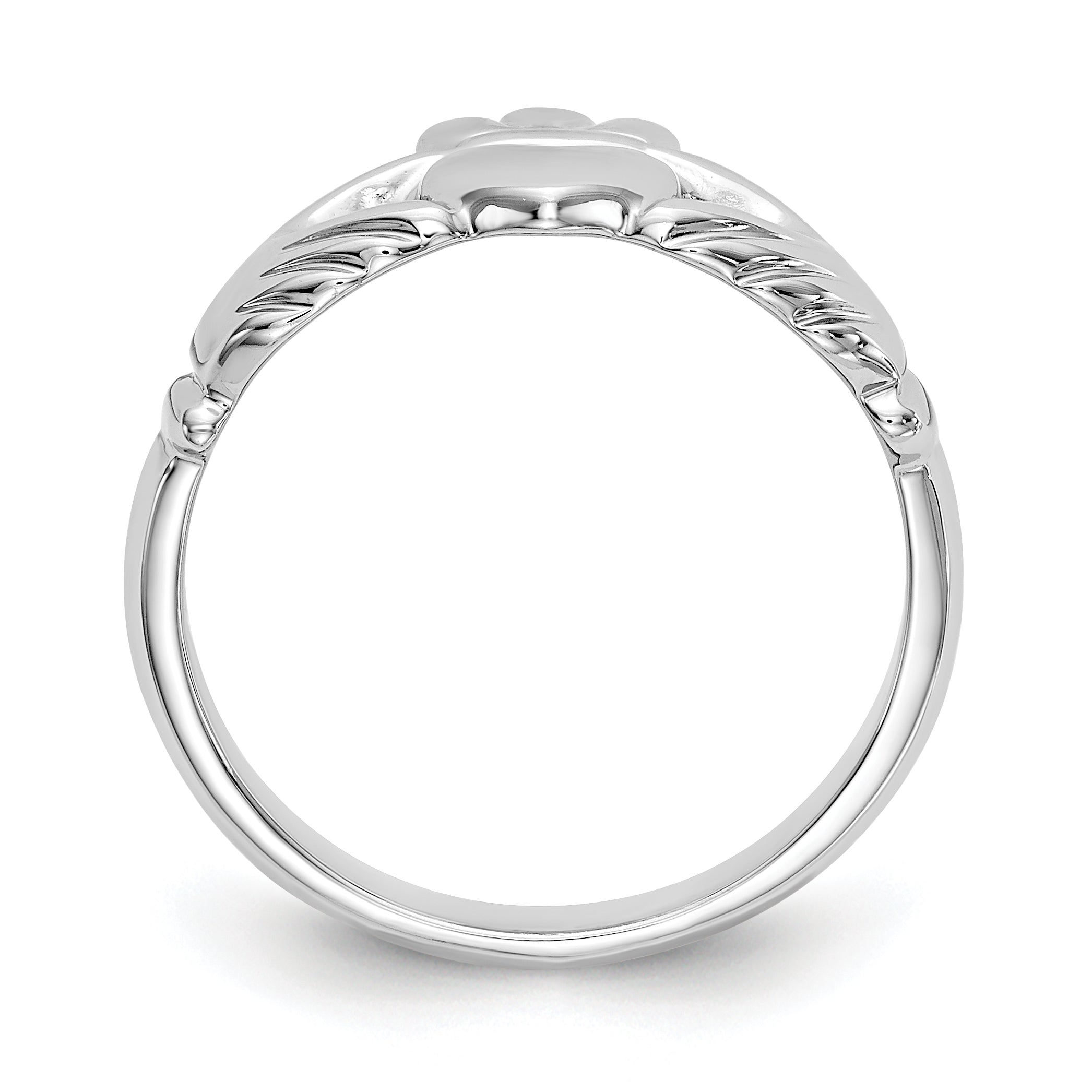 14k White Gold Polished Claddagh Ring - 8