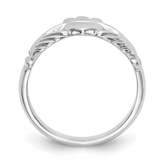 14k White Gold Polished Claddagh Ring - 8