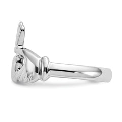 14k White Gold Polished Claddagh Ring - 8