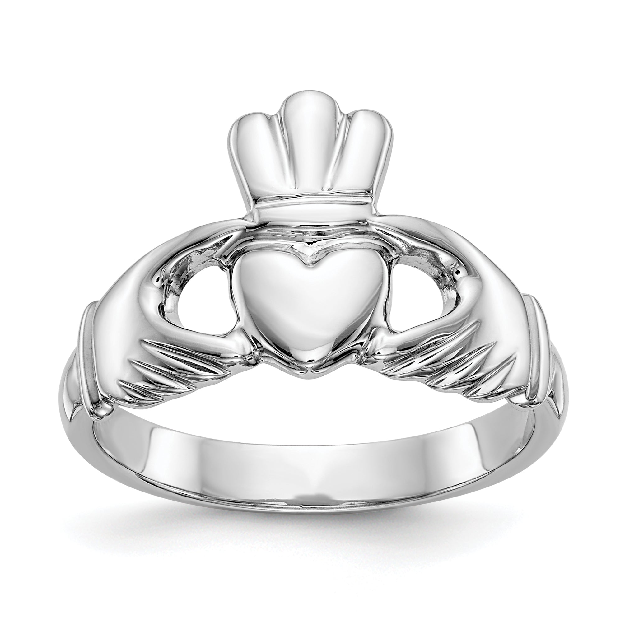 14k White Gold Polished Claddagh Ring Main image