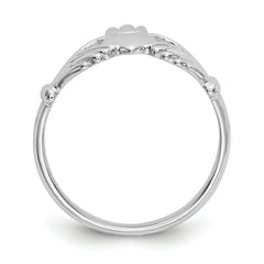 14k White Gold Polished Claddagh Ring - 6.5