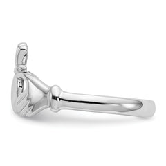 14k White Gold Polished Claddagh Ring - 6.5