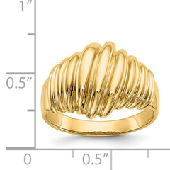14k Polished Scalloped Dome Ring