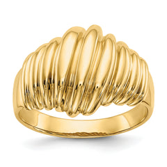 14k Polished Scalloped Dome Ring