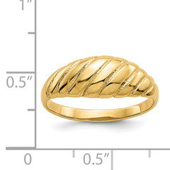 14k Polished Scalloped Dome Ring