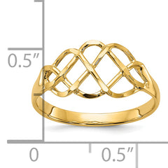 14k Polished & Diamond-Cut Fancy Ring