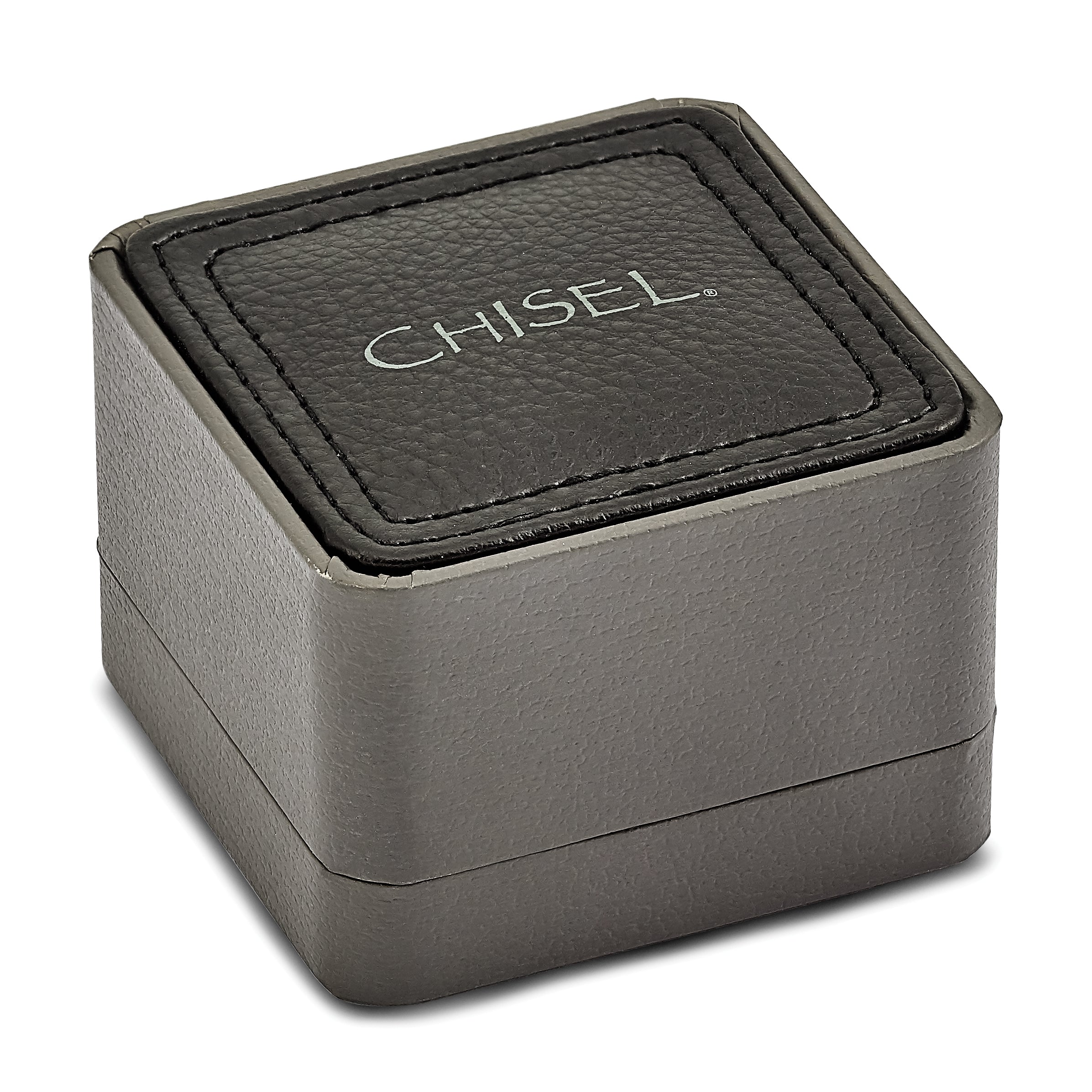 Chisel Polished Stainless Steel Cufflinks with CZ Stones in Gift Box for Men
