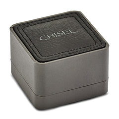 Chisel Polished Stainless Steel Cufflinks with CZ Stones in Gift Box for Men