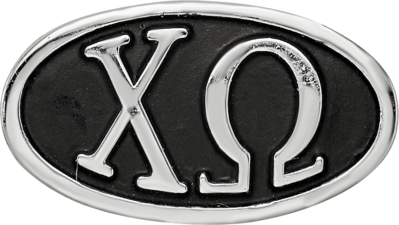 Sterling Silver LogoArt 15.25mm Chi Omega Sorority Greek Letters Enameled Oval Bead