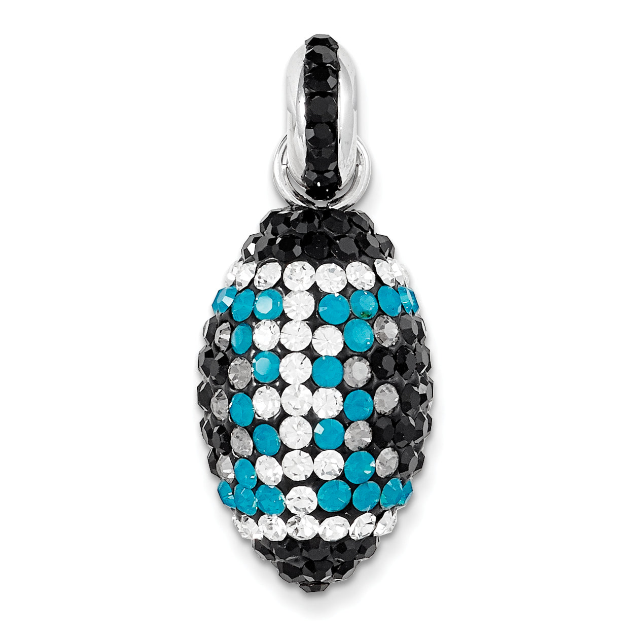 Sterling Silver Swarovski Elements Football Pendant
