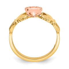 14k Two-tone Polished Claddagh Ring - 6