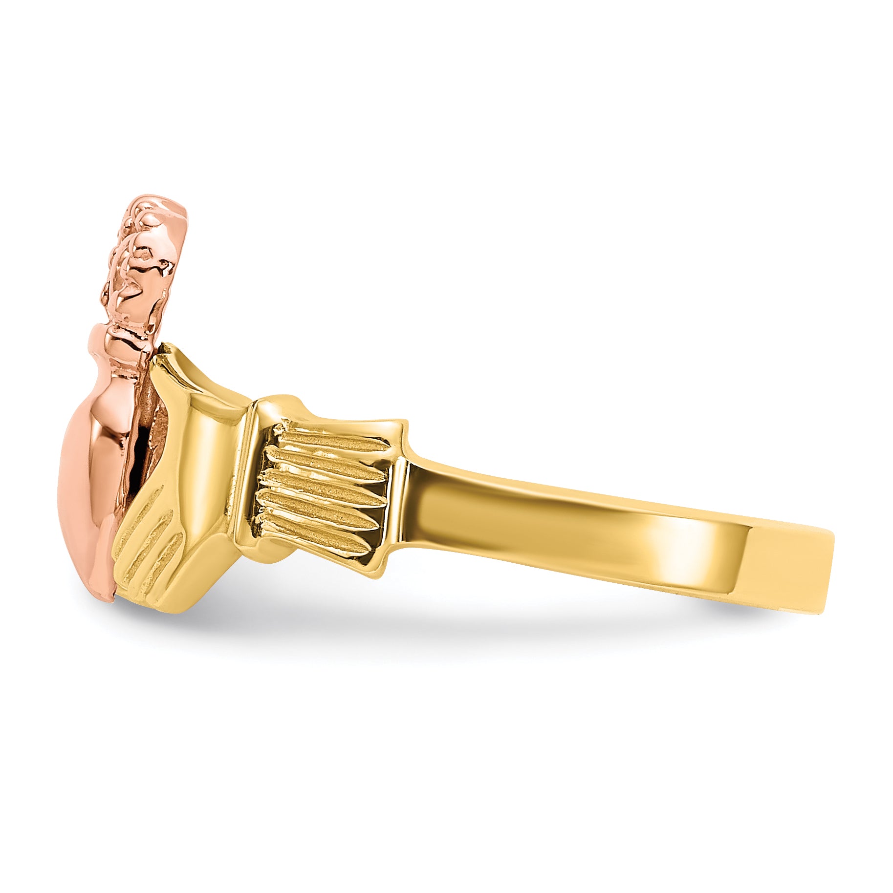 14k Two-tone Polished Claddagh Ring - 6