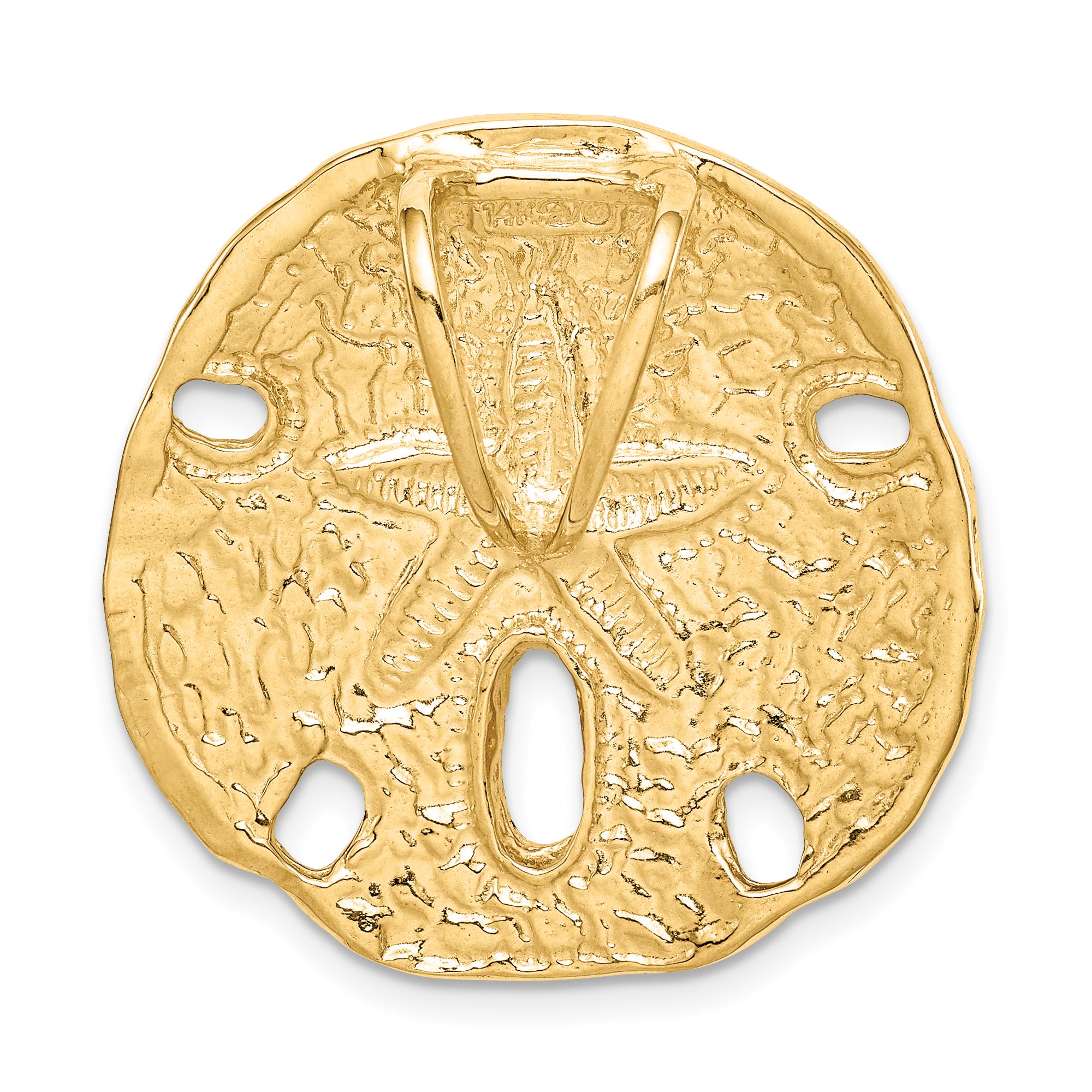 14K Gold Polished Sand Dollar Slide Pendant Fits 8mm Omega